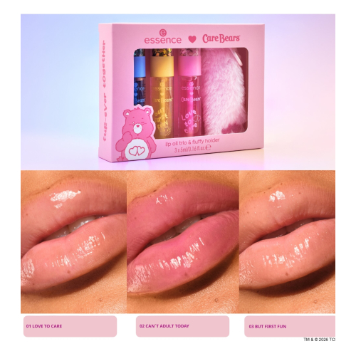 essence - *Care Bears* - Trio of lip oils with keychain