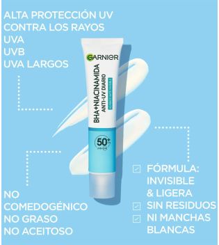 Garnier - Anti-blemish fluid cream with BHA + Niacinamide SPF50+ Pure Active