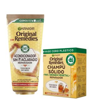 Garnier - Leave-in conditioner pack + Honey Treasures solid shampoo Original Remedies - Damaged, brittle hair