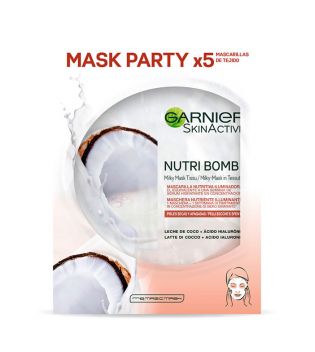 Garnier - Pack of 5 nourishing and illuminating face masks Nutri Bomb - Coconut milk
