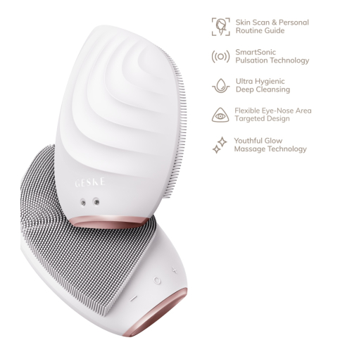 GESKE - Sonic 5-in-1 Facial Cleansing and Massager Brush - White Rose Gold