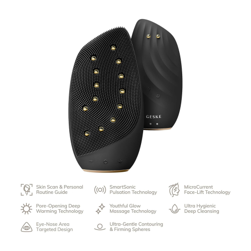 GESKE - Facial Cleansing and Massager Brush Sonic Thermo Face-Lifter 8 in 1 - Black Gold
