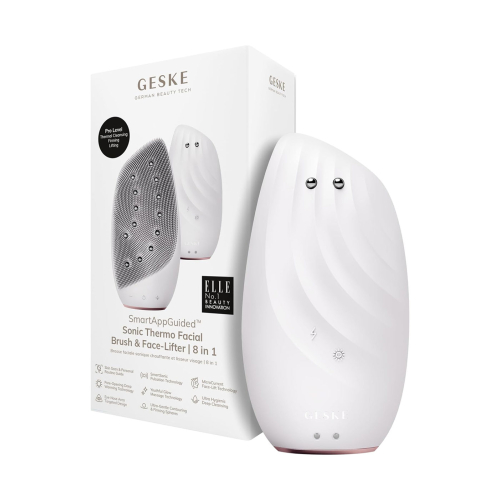 GESKE - Facial Cleansing and Massager Brush Sonic Thermo Face-Lifter 8 in 1 - White Rose Gold