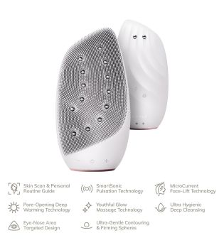 GESKE - Facial Cleansing and Massager Brush Sonic Thermo Face-Lifter 8 in 1 - White Rose Gold