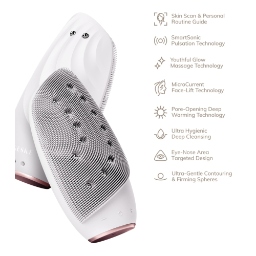 GESKE - Facial Cleansing and Massager Brush Sonic Thermo Face-Lifter 8 in 1 - White Rose Gold