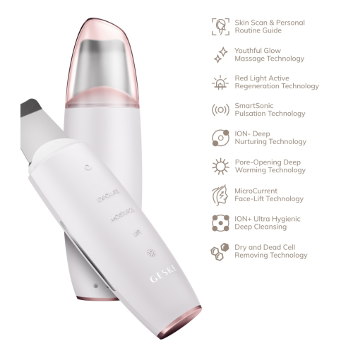 GESKE - Cleanser MicroCurrent Skin Scrubber & Blackhead Remover 9 in 1 - White Rose Gold