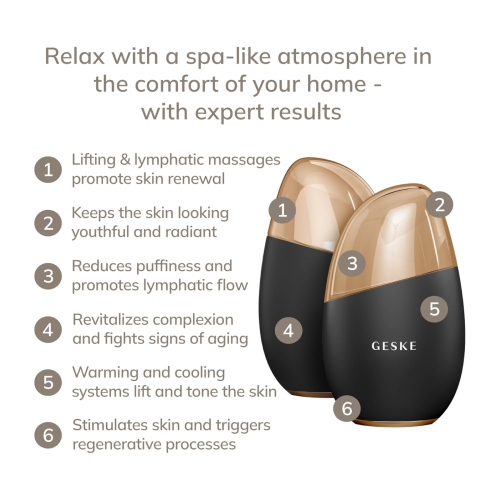 GESKE - 7-in-1 Eye and Face Massager Cool & Warm - Black Gold