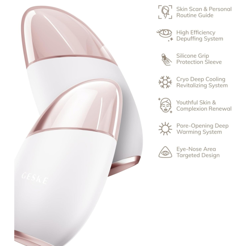 GESKE - 7-in-1 Eye and Face Massager Cool & Warm - White Rose Gold