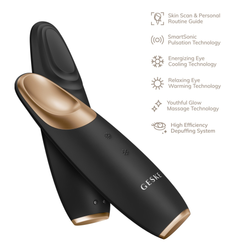 GESKE - Eye Contour Massager Warm & Cool Energizer 6 in 1 - Black