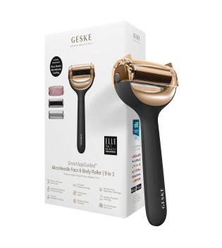 GESKE - 9 in 1 Microneedle Face and Body Roller - Black Gold