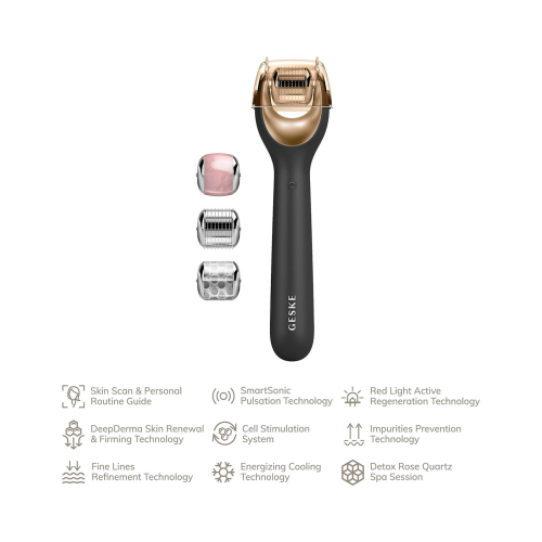 GESKE - 9 in 1 Microneedle Facial Roller - Black Gold