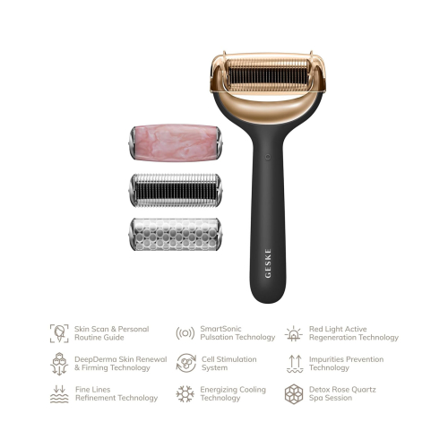 GESKE - 9 in 1 Microneedle Face and Body Roller - Black Gold
