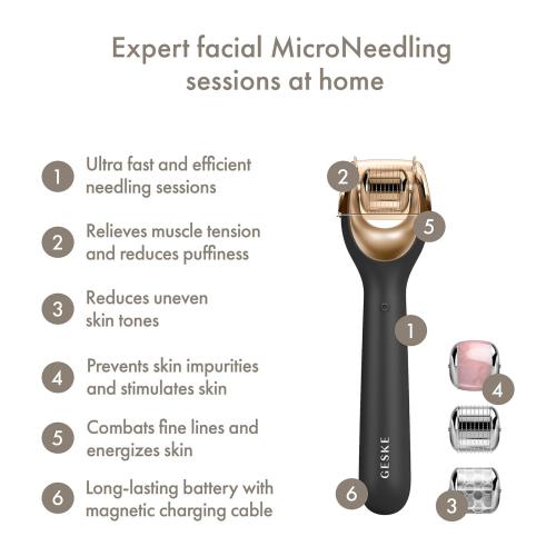 GESKE - 9 in 1 Microneedle Facial Roller - Black Gold
