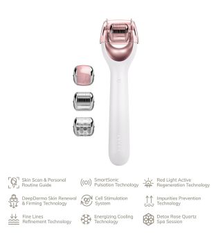 GESKE - 9 in 1 Microneedle Facial Roller - White Rose Gold