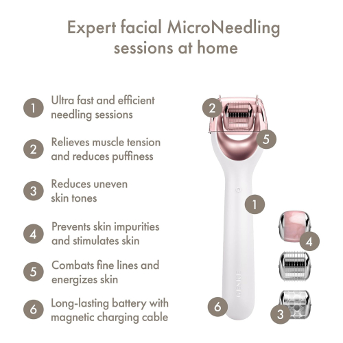 GESKE - 9 in 1 Microneedle Facial Roller - White Rose Gold