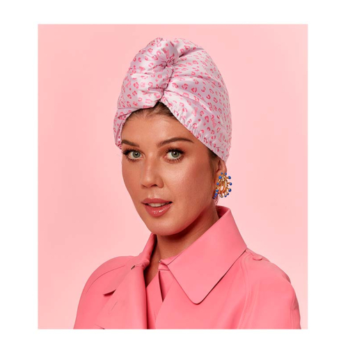 GLOV - *Barbie* - Satin and fabric turban towel - Blue Panther