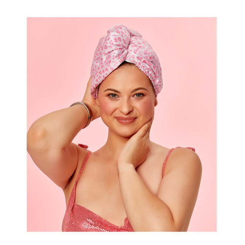 GLOV - *Barbie* - Satin and fabric turban towel - Pink Panther