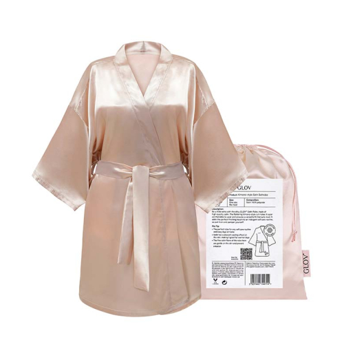 GLOV - Satin Robe Kimono Style - Champagne