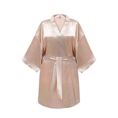 GLOV - Satin Robe Kimono Style - Champagne