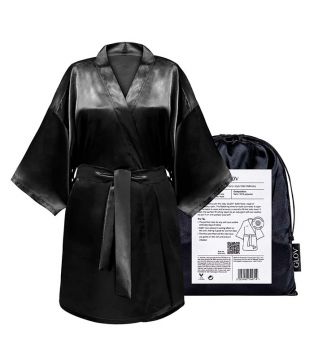 GLOV - Satin Robe Kimono Style - Black