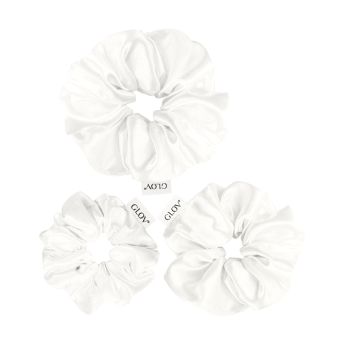 GLOV - Pack of 3 scrunchies Satin Scrunchies sizes S/M/L - White