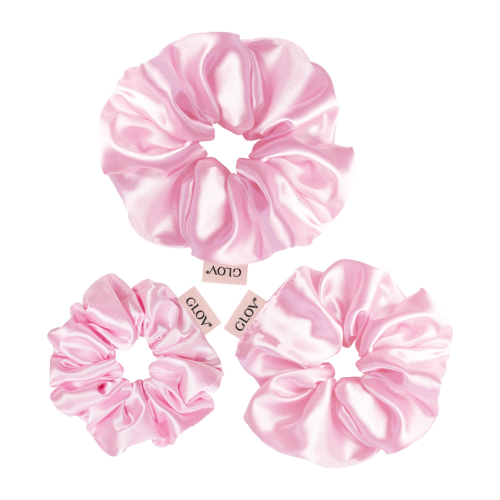 GLOV - Pack of 3 scrunchies Satin Scrunchies sizes S/M/L - Pink