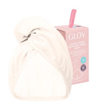 GLOV - Satin and fabric turban towel - Beige
