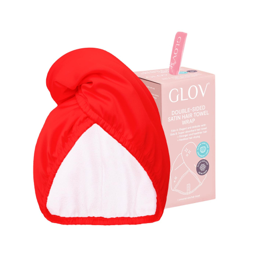 GLOV - Satin and fabric turban towel - Red