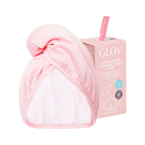 GLOV - Satin and fabric turban towel - Pink