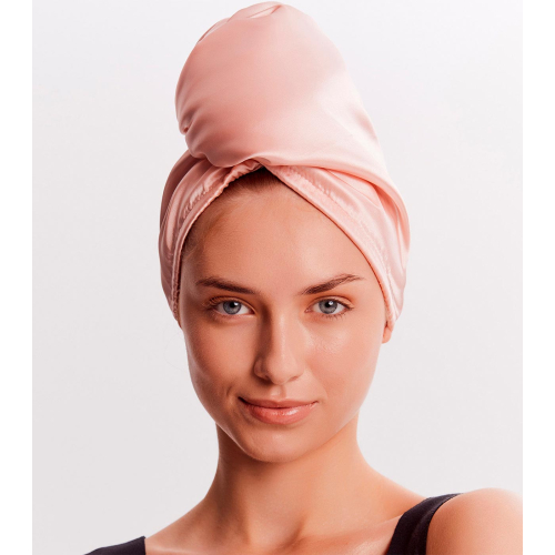 GLOV - Satin and fabric turban towel - Pink