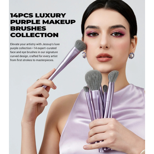Jessup Beauty - *Everyday Glam* - Brush Set 14pc Luxury Purple - T512