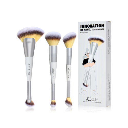 Jessup Beauty - *Innovation in Hand, Beauty in Heart* - Set of 3 Double Brushes - Quiet Gray