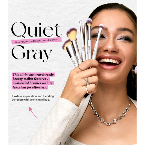 Jessup Beauty - *Innovation in Hand, Beauty in Heart* - Set of 7 Double Brushes - Quiet Gray