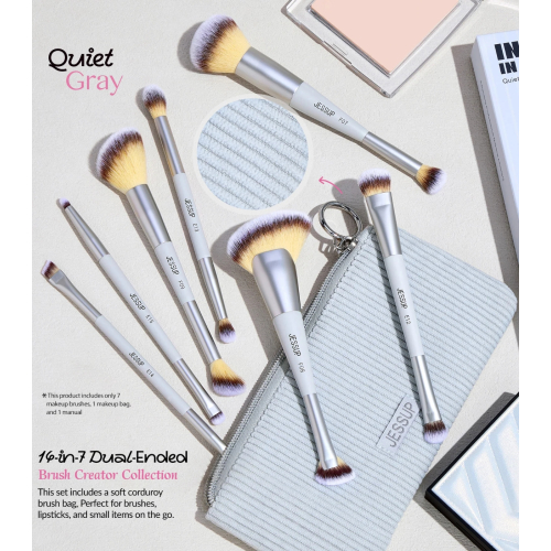 Jessup Beauty - *Innovation in Hand, Beauty in Heart* - Set of 7 Double Brushes - Quiet Gray