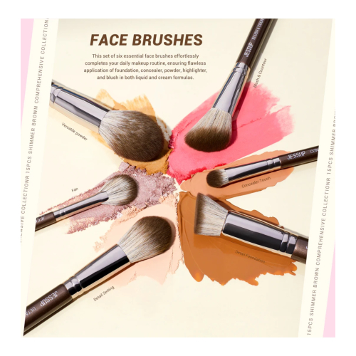 Jessup Beauty - *Makeup Essentials in a Box* - 15 Brush Set - Shimmer Brown