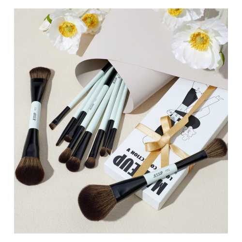 Jessup Beauty - *Makeup Lover Collection V* - Set of 10 brushes - Bright Cyan