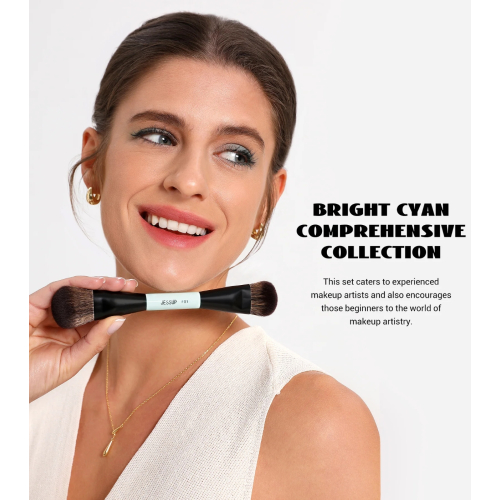 Jessup Beauty - *Makeup Lover Collection V* - Set of 2 Double Brushes - Bright Cyan