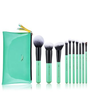 Jessup Beauty - 10 pieces brush set + Toiletry bag - T278: Neo Mint