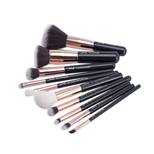 Jessup Beauty - 10 piece brush set - T156: Black/Rose Gold