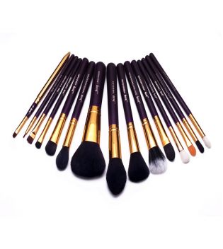 Jessup Beauty - 15 pieces brush set - T095: Purple/Gold