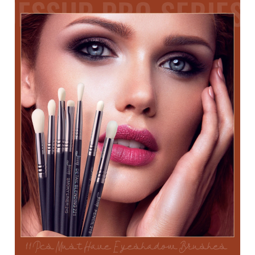Jessup Beauty - Brush set PRO 11pcs - T340: Black/Silver