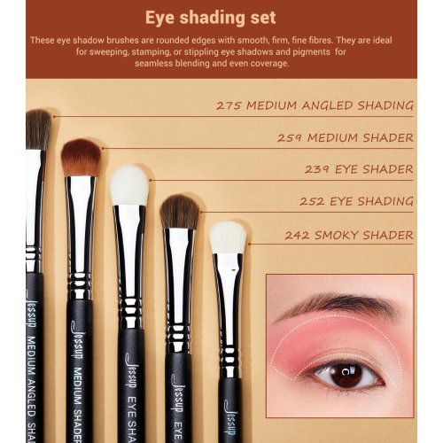 Jessup Beauty - Brush set PRO 12pcs - T339: Black/Silver