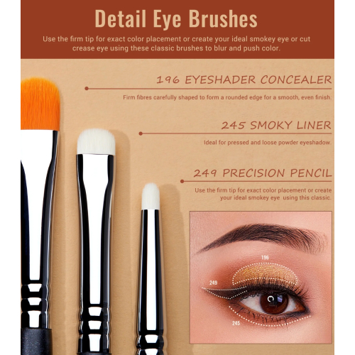 Jessup Beauty - Brush set PRO 7pcs - T334: Black/Silver