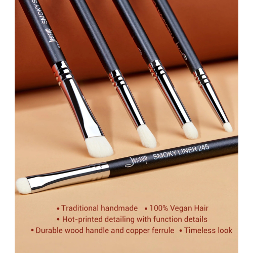 Jessup Beauty - Brush set PRO 7pcs - T334: Black/Silver