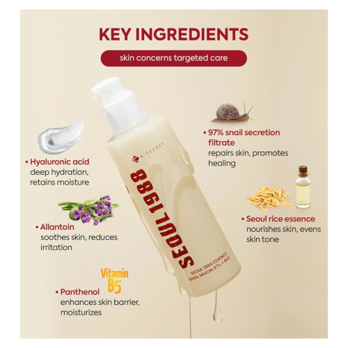 K-Secret - *Seoul 1988* - Essence Snail Mucin 97% + Rice