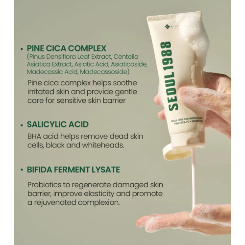 K-Secret - *Seoul 1988* - Foaming Facial Cleanser Pine CICA 1% + Probiotics