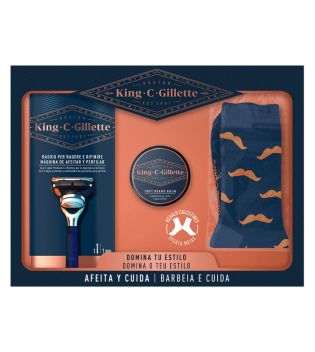 King C. Gillette - Gift set with razor + soft beard balm + socks
