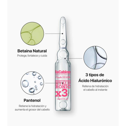 La Cabine - *Flash Hair* - Moisturizing hair ampoules Moisturizing Hyaluronic x3 - Fine, dry or damaged hair