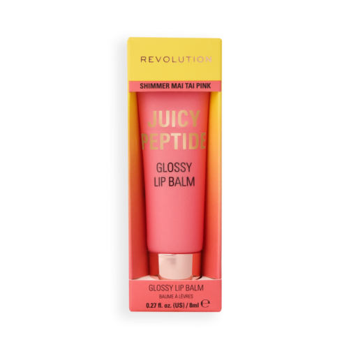 Makeup Revolution - Lip Gloss Balm Juicy Peptide - Shimmer Mai Tai Pink