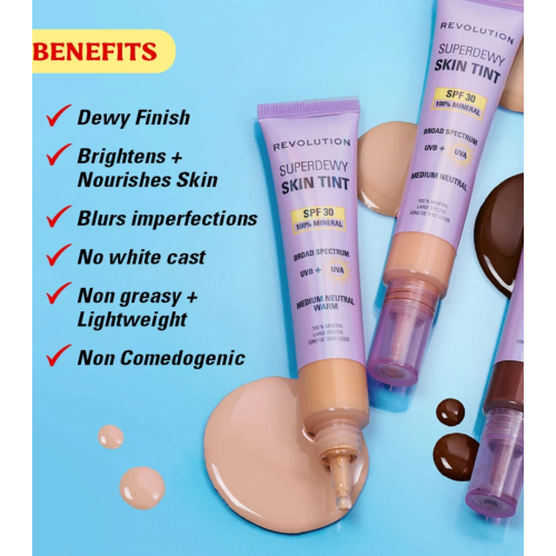 Makeup Revolution - Foundation Superdewy Skin Tint SPF30 - Medium Tan Warm
